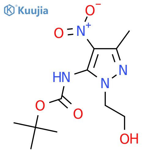 tert-butyl N-[1-(2-hydroxyethyl)-3-methyl-4-nitro-1H-pyrazol-5-yl]carbamate structure