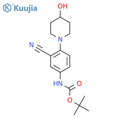 tert-butyl N-[3-cyano-4-(4-hydroxypiperidin-1-yl)phenyl]carbamate structure