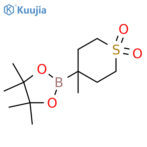 4,4,5,5-Tetramethyl-2-(4-methyl-1,1-dioxo-hexahydro-1l6-thiopyran-4-yl)-[1,3,2]dioxaborolane structure