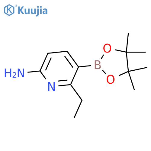 6-ethyl-5-(tetramethyl-1,3,2-dioxaborolan-2-yl)pyridin-2-amine structure