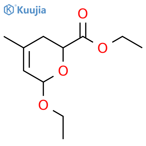 2H-Pyran-2-carboxylic acid, 6-ethoxy-3,6-dihydro-4-methyl-, ethyl ester structure