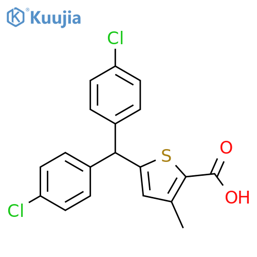 5-(Bis(4-chlorophenyl)methyl)-3-methylthiophene-2-carboxylic acid structure