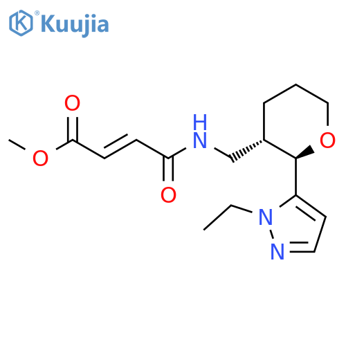 rac-methyl (2E)-3-({[(2R,3S)-2-(1-ethyl-1H-pyrazol-5-yl)oxan-3-yl]methyl}carbamoyl)prop-2-enoate structure