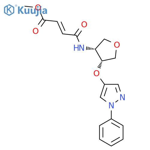 Methyl (E)-4-oxo-4-[[(3R,4R)-4-(1-phenylpyrazol-4-yl)oxyoxolan-3-yl]amino]but-2-enoate structure