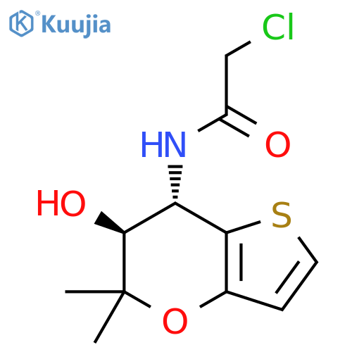 rac-2-chloro-N-(6R,7R)-6-hydroxy-5,5-dimethyl-5H,6H,7H-thieno3,2-bpyran-7-ylacetamide structure