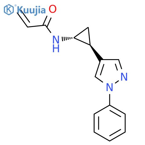 N-(1R,2S)-2-(1-phenyl-1H-pyrazol-4-yl)cyclopropylprop-2-enamide structure