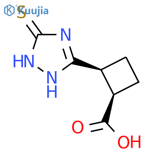 (1R,2S)-2-(5-Sulfanylidene-1,2-dihydro-1,2,4-triazol-3-yl)cyclobutane-1-carboxylic acid structure