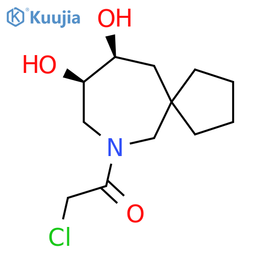rac-2-chloro-1-(9R,10S)-9,10-dihydroxy-7-azaspiro4.6undecan-7-ylethan-1-one structure