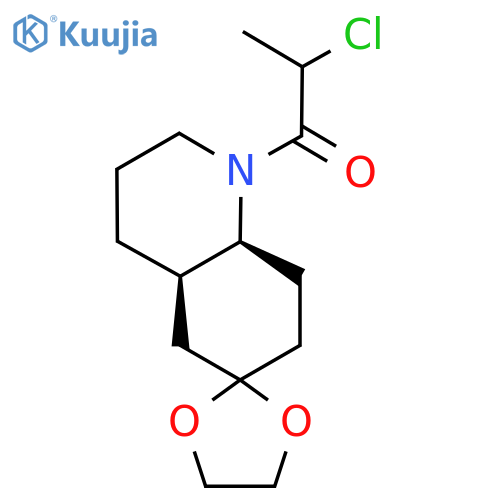 2-Chloro-1-[(4′aR,8′aS)-octahydrospiro[1,3-dioxolane-2,6′(2′H)-quinolin]-1′-yl]-1-propanone structure