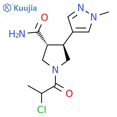 (3R,4S)-1-(2-Chloropropanoyl)-4-(1-methylpyrazol-4-yl)pyrrolidine-3-carboxamide structure