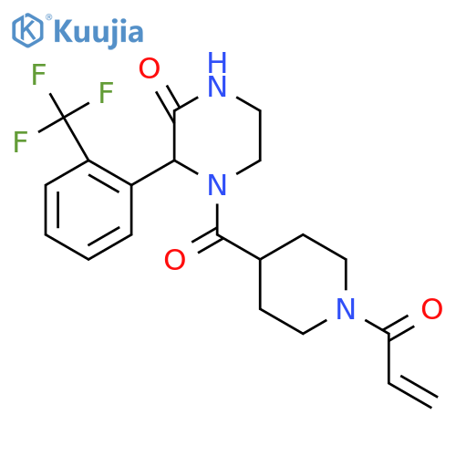 4-[1-(Prop-2-enoyl)piperidine-4-carbonyl]-3-[2-(trifluoromethyl)phenyl]piperazin-2-one structure