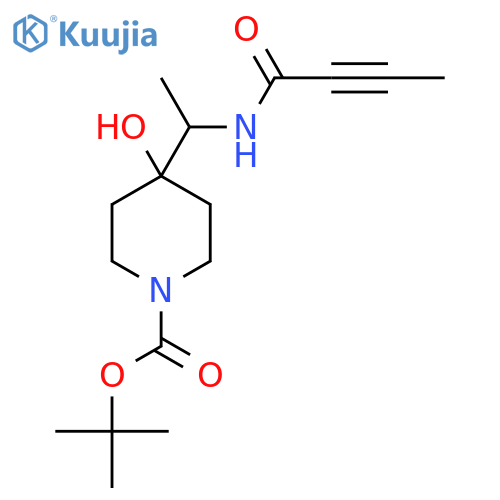 tert-butyl 4-1-(but-2-ynamido)ethyl-4-hydroxypiperidine-1-carboxylate structure
