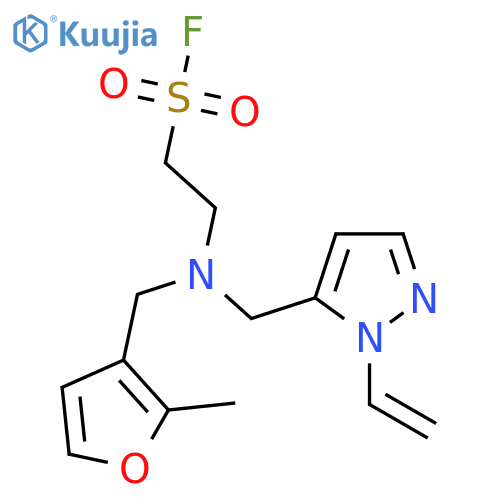 2-[(2-Ethenylpyrazol-3-yl)methyl-[(2-methylfuran-3-yl)methyl]amino]ethanesulfonyl fluoride structure