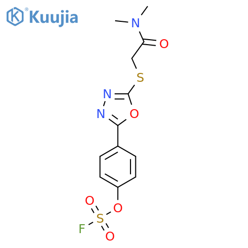 4-(5-{[(Dimethylcarbamoyl)methyl]sulfanyl}-1,3,4-oxadiazol-2-yl)phenyl sulfurofluoridate structure
