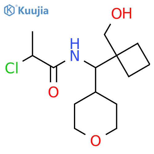 2-Chloro-N-[[1-(hydroxymethyl)cyclobutyl]-(oxan-4-yl)methyl]propanamide structure
