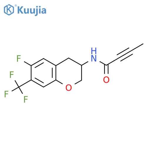 N-[6-Fluoro-7-(trifluoromethyl)-3,4-dihydro-2H-chromen-3-yl]but-2-ynamide structure