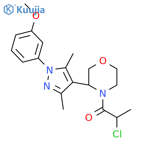 2-Chloro-1-[3-[1-(3-methoxyphenyl)-3,5-dimethylpyrazol-4-yl]morpholin-4-yl]propan-1-one structure