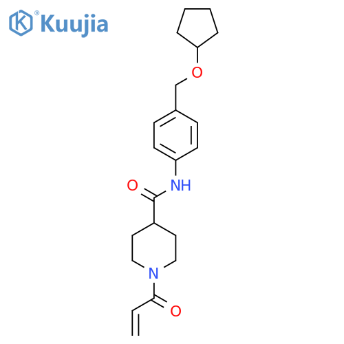 N-{4-[(cyclopentyloxy)methyl]phenyl}-1-(prop-2-enoyl)piperidine-4-carboxamide structure