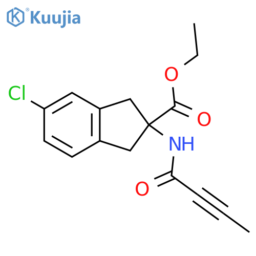Ethyl 2-(but-2-ynoylamino)-5-chloro-1,3-dihydroindene-2-carboxylate structure