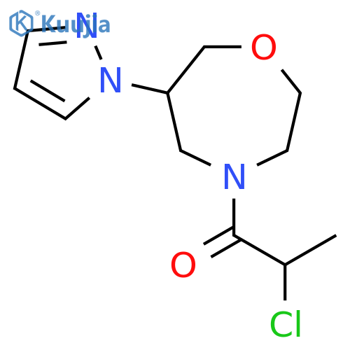 2-Chloro-1-(6-pyrazol-1-yl-1,4-oxazepan-4-yl)propan-1-one structure