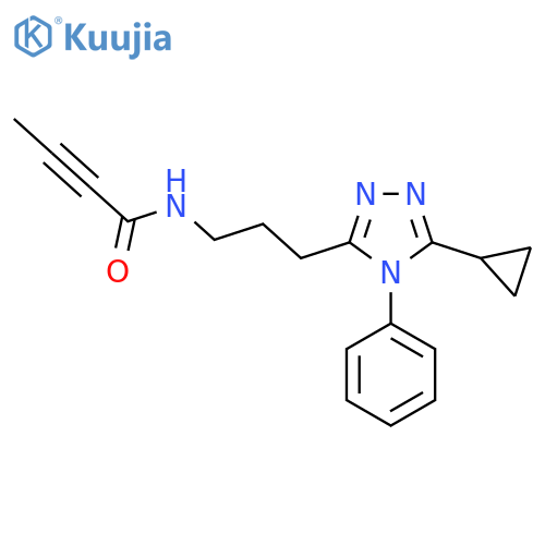 N-[3-(5-Cyclopropyl-4-phenyl-1,2,4-triazol-3-yl)propyl]but-2-ynamide structure