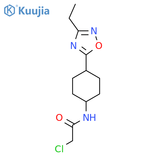 2-chloro-N-[4-(3-ethyl-1,2,4-oxadiazol-5-yl)cyclohexyl]acetamide structure