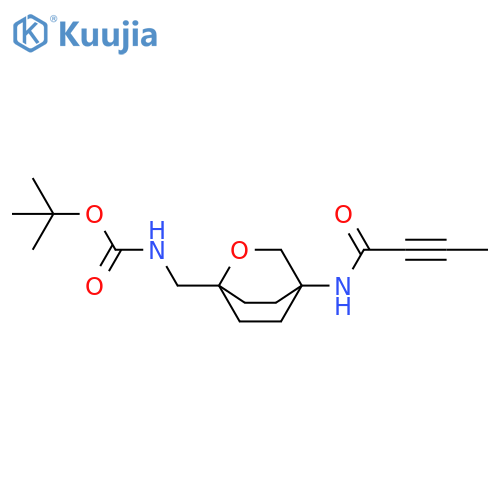 tert-butyl N-{4-(but-2-ynamido)-2-oxabicyclo2.2.2octan-1-ylmethyl}carbamate structure