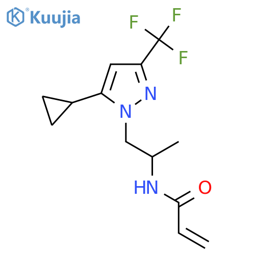 N-{1-[5-cyclopropyl-3-(trifluoromethyl)-1H-pyrazol-1-yl]propan-2-yl}prop-2-enamide structure