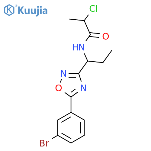 N-[1-[5-(3-Bromophenyl)-1,2,4-oxadiazol-3-yl]propyl]-2-chloropropanamide structure