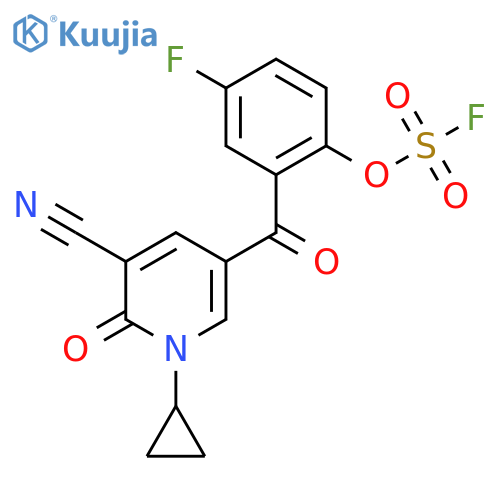 2-(5-Cyano-1-cyclopropyl-6-oxo-1,6-dihydropyridine-3-carbonyl)-4-fluorophenyl sulfurofluoridate structure