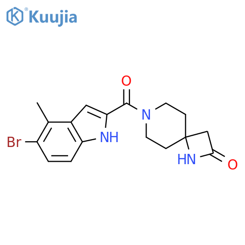 7-[(5-Bromo-4-methyl-1H-indol-2-yl)carbonyl]-1,7-diazaspiro[3.5]nonan-2-one structure
