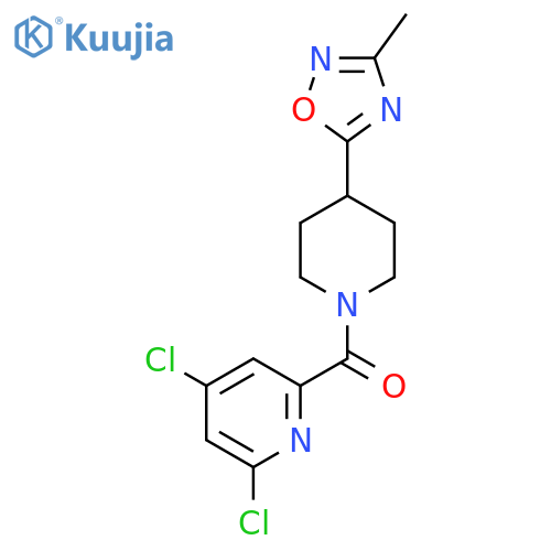 2,4-Dichloro-6-[4-(3-methyl-1,2,4-oxadiazol-5-yl)piperidine-1-carbonyl]pyridine structure