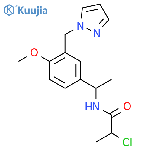 2-Chloro-N-[1-[4-methoxy-3-(pyrazol-1-ylmethyl)phenyl]ethyl]propanamide structure