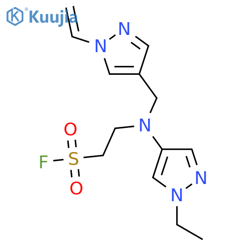 2-[(1-Ethenylpyrazol-4-yl)methyl-(1-ethylpyrazol-4-yl)amino]ethanesulfonyl fluoride structure