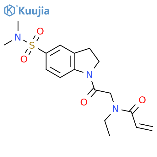 N-{2-[5-(dimethylsulfamoyl)-2,3-dihydro-1H-indol-1-yl]-2-oxoethyl}-N-ethylprop-2-enamide structure