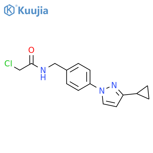 2-chloro-N-{4-(3-cyclopropyl-1H-pyrazol-1-yl)phenylmethyl}acetamide structure