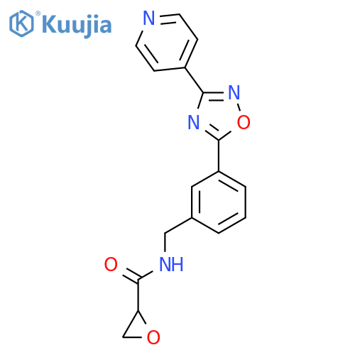 N-({3-[3-(pyridin-4-yl)-1,2,4-oxadiazol-5-yl]phenyl}methyl)oxirane-2-carboxamide structure