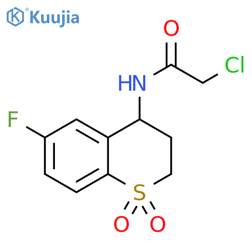 2-chloro-N-(6-fluoro-1,1-dioxo-3,4-dihydro-2H-1lambda6-benzothiopyran-4-yl)acetamide structure