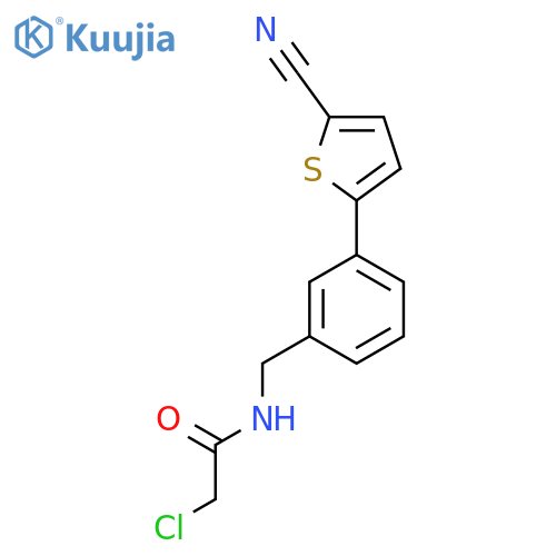 2-chloro-N-{3-(5-cyanothiophen-2-yl)phenylmethyl}acetamide structure