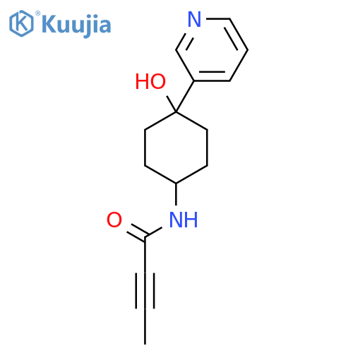 N-4-hydroxy-4-(pyridin-3-yl)cyclohexylbut-2-ynamide structure