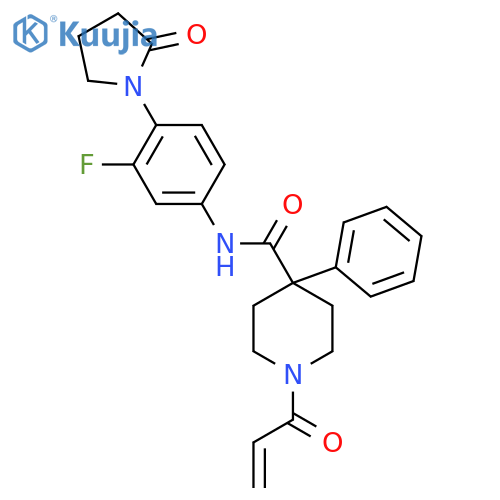 N-[3-fluoro-4-(2-oxopyrrolidin-1-yl)phenyl]-4-phenyl-1-(prop-2-enoyl)piperidine-4-carboxamide structure