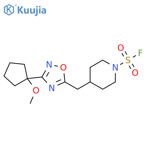 4-[[3-(1-Methoxycyclopentyl)-1,2,4-oxadiazol-5-yl]methyl]-1-piperidinesulfonyl fluoride structure