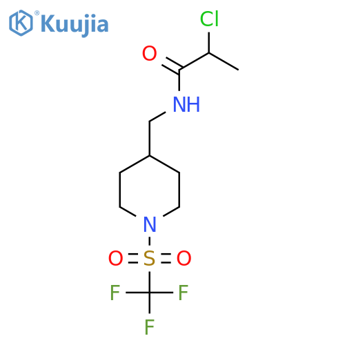 2-chloro-N-[(1-trifluoromethanesulfonylpiperidin-4-yl)methyl]propanamide structure