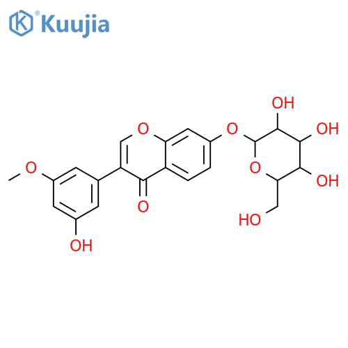 3'-Methoxy-5'-hydroxy isoflavone-7-O-beta-D-glucoside structure