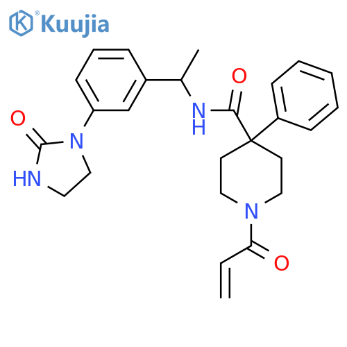N-{1-[3-(2-oxoimidazolidin-1-yl)phenyl]ethyl}-4-phenyl-1-(prop-2-enoyl)piperidine-4-carboxamide structure