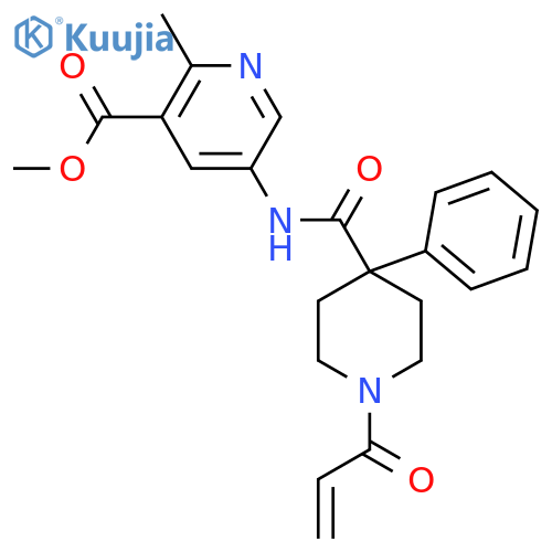 Methyl 2-methyl-5-[4-phenyl-1-(prop-2-enoyl)piperidine-4-amido]pyridine-3-carboxylate structure