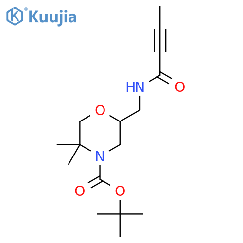 tert-butyl 2-(but-2-ynamido)methyl-5,5-dimethylmorpholine-4-carboxylate structure