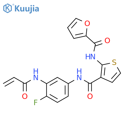 N-[3-[[[4-Fluoro-3-[(1-oxo-2-propen-1-yl)amino]phenyl]amino]carbonyl]-2-thienyl]-2-furancarboxamide structure