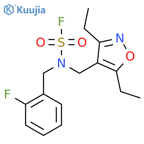 N-[(3,5-diethyl-1,2-oxazol-4-yl)methyl]-N-[(2-fluorophenyl)methyl]sulfamoyl fluoride structure