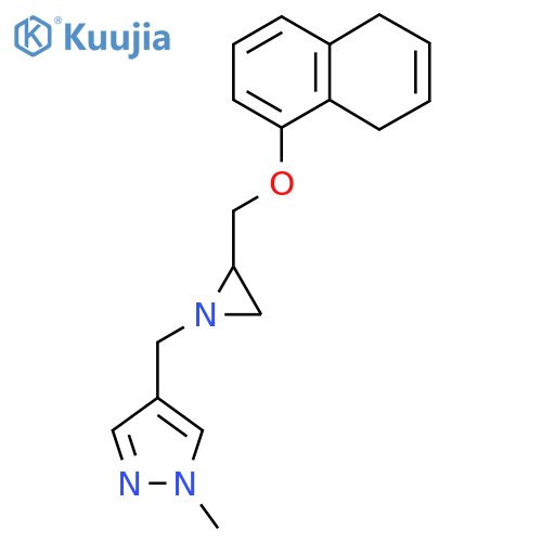 4-[[2-(5,8-Dihydronaphthalen-1-yloxymethyl)aziridin-1-yl]methyl]-1-methylpyrazole structure